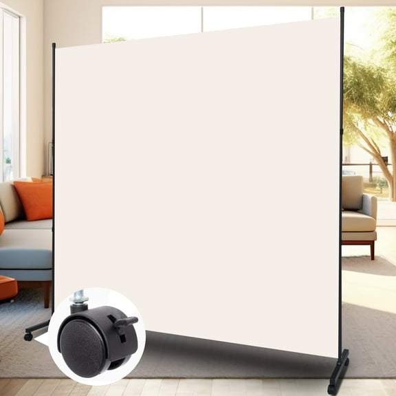 Room Divider Single Fabric Panel Privacy Screen W/Wheel, 71''X 72''Wide Portable Wall Divider for Room Separation, Upgrade Room Divider Screen 6 FT Partation Room Dividers for Home, Office, School