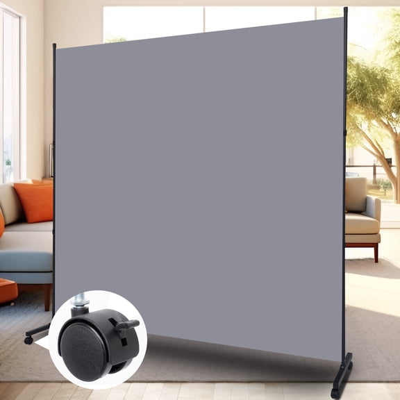 Room Divider Single Fabric Panel Privacy Screen W/Wheel, 71''X 72''Wide Portable Wall Divider for Room Separation, Upgrade Room Divider Screen 6 FT Partation Room Dividers for Home, Office, School