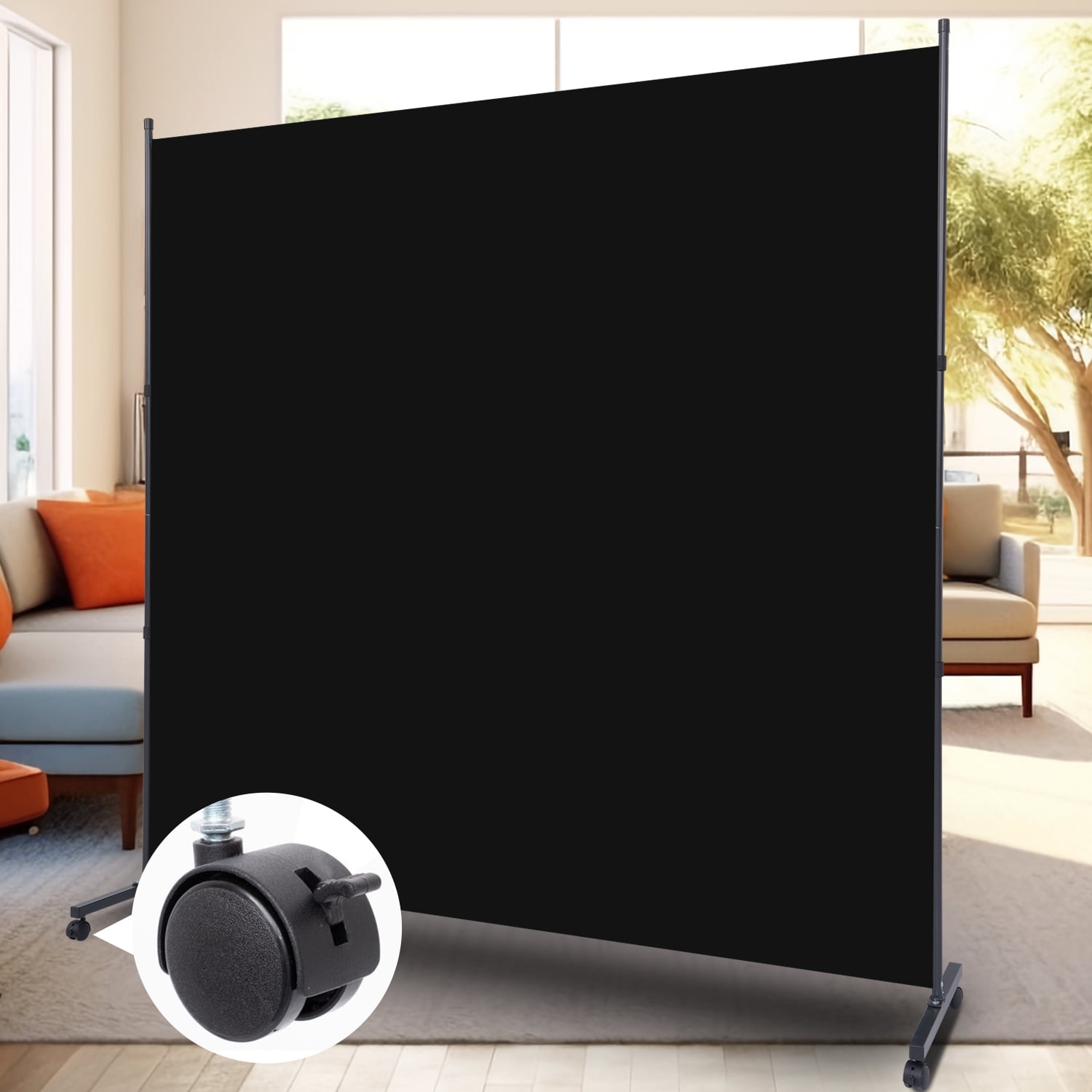 Room Divider Single Fabric Panel Privacy Screen W/Wheel, 71''X 72''Wide Portable Wall Divider for Room Separation, Upgrade Room Divider Screen 6 FT Partation Room Dividers for Home, Office, School