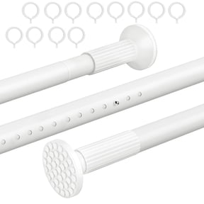 No Drill Tension Rod - Extra Long Room Divider 51-126inch, Adjustable Spring Shower Curtain Rod for Closet/Balcony, Non-slip Telescopic Pole (white)