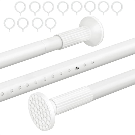No Drill Tension Rod - Extra Long Room Divider 51-126inch, Adjustable Spring Shower Curtain Rod for Closet/Balcony, Non-slip Telescopic Pole (white)