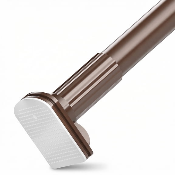 Mxdfafa Brown Heavy Duty Tension Curtain Rod, 43-122in No Drill Rustproof Carbon Steel Adjustable Rod for Bathroom, Closet, Balcony & Room Divider