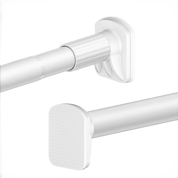 Mxdfafa Matte White Heavy Duty Tension Curtain Rod, 43-63in No Drill Rustproof Carbon Steel Adjustable Rod for Bathroom, Closet, Balcony & Room Divider