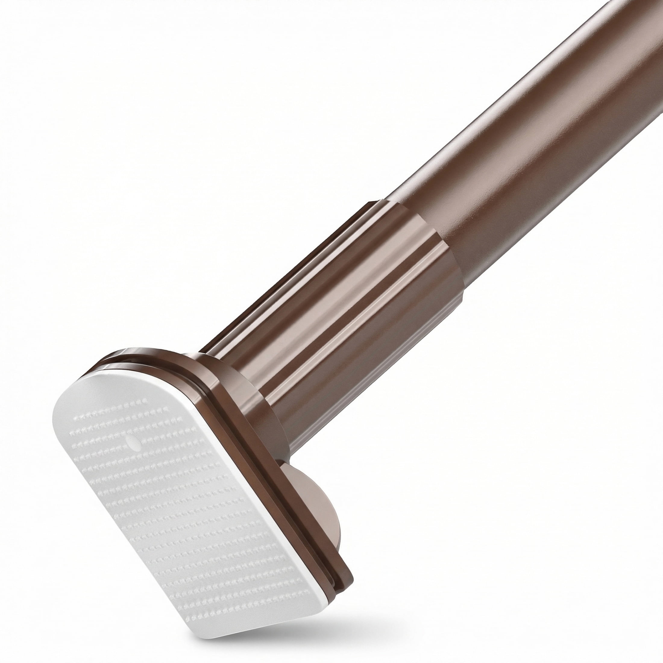 Mxdfafa Brown Heavy Duty Tension Curtain Rod, 43-83in No Drill Rustproof Carbon Steel Adjustable Rod for Bathroom, Closet, Balcony & Room Divider