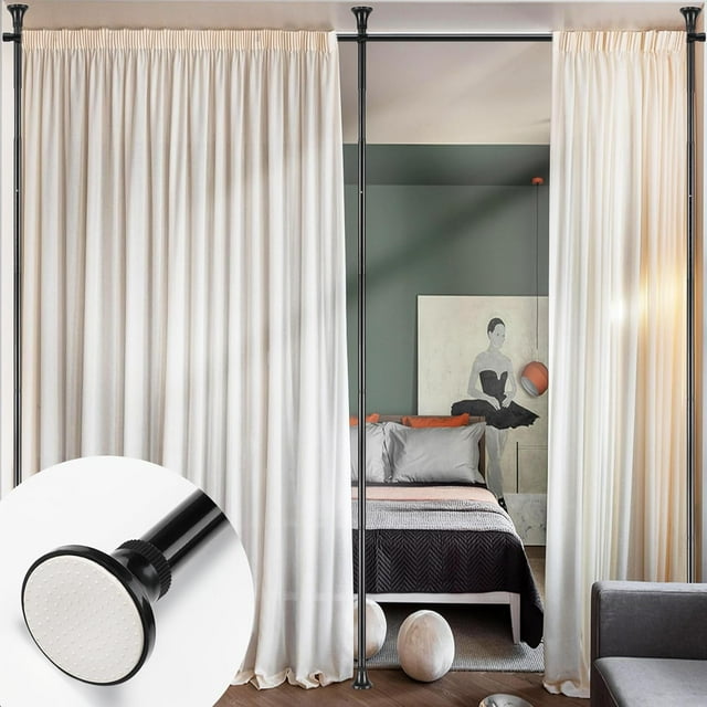 Room Divider Stand Tension Curtain Rod No Drilling for Room
