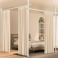 thumbnail image 1 of Room Divider, Tension Curtain Rod No Drilling,4-10ft(H) 28-140inch(W) Wall Divider for Room Separation, Heavy Duty Room Partition Separator, Adjustable Folding Privacy Screens,Pearl, 1 of 15