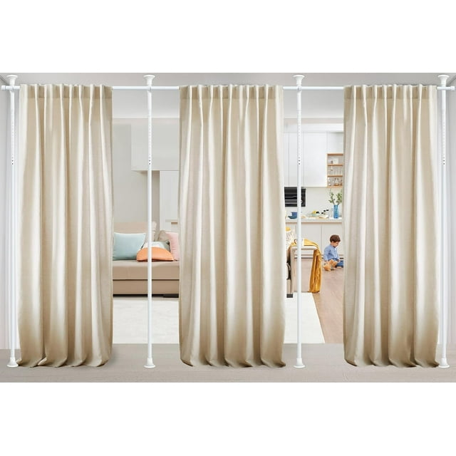 Room Divider for Wide Space Partitions, Curtain Rods No Drilling for