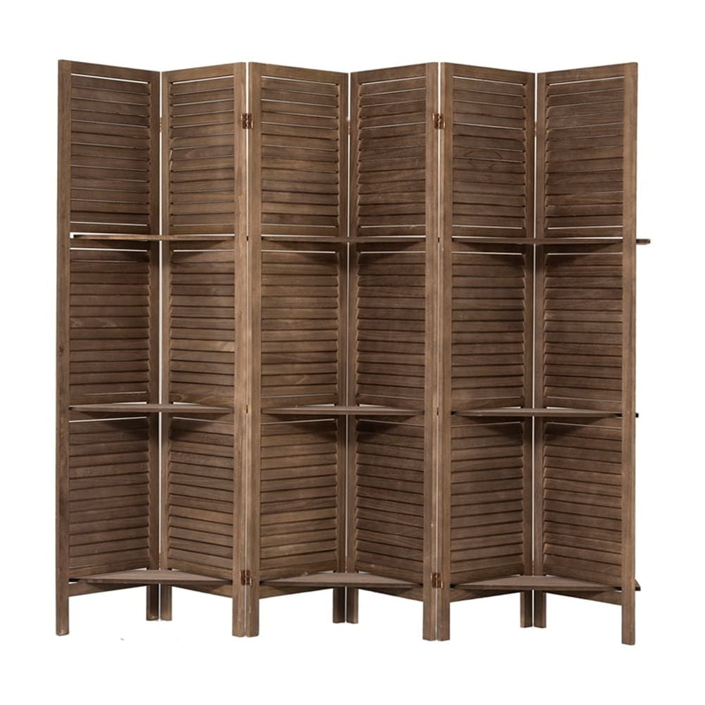 Room Divider With Shelves, 6 Panel Room Dividers, Freestanding Folding
