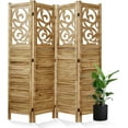 thumbnail image 1 of Room Divider Wood Carved Wall Divider Indoor Folding Portable Partition Screen for Home Office Garden Terrace - 4 Panel, 67 * 60inch (Wood), 1 of 11