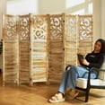 thumbnail image 1 of Room Divider Wood Carved Wall Divider Indoor Folding Portable Partition Screen for Home Office Garden Terrace - 6 Panel, 67 * 90inch (Wood), 1 of 16
