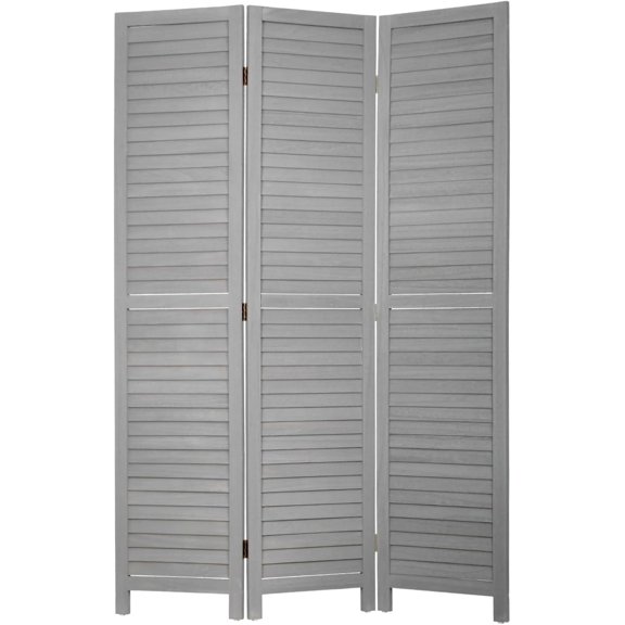 Room Divider Wood Privacy Screen 5.75 Ft Indoor Folding Portable Partition Screen for Bedroom Office Restaurant (Gray, 3 Panel)