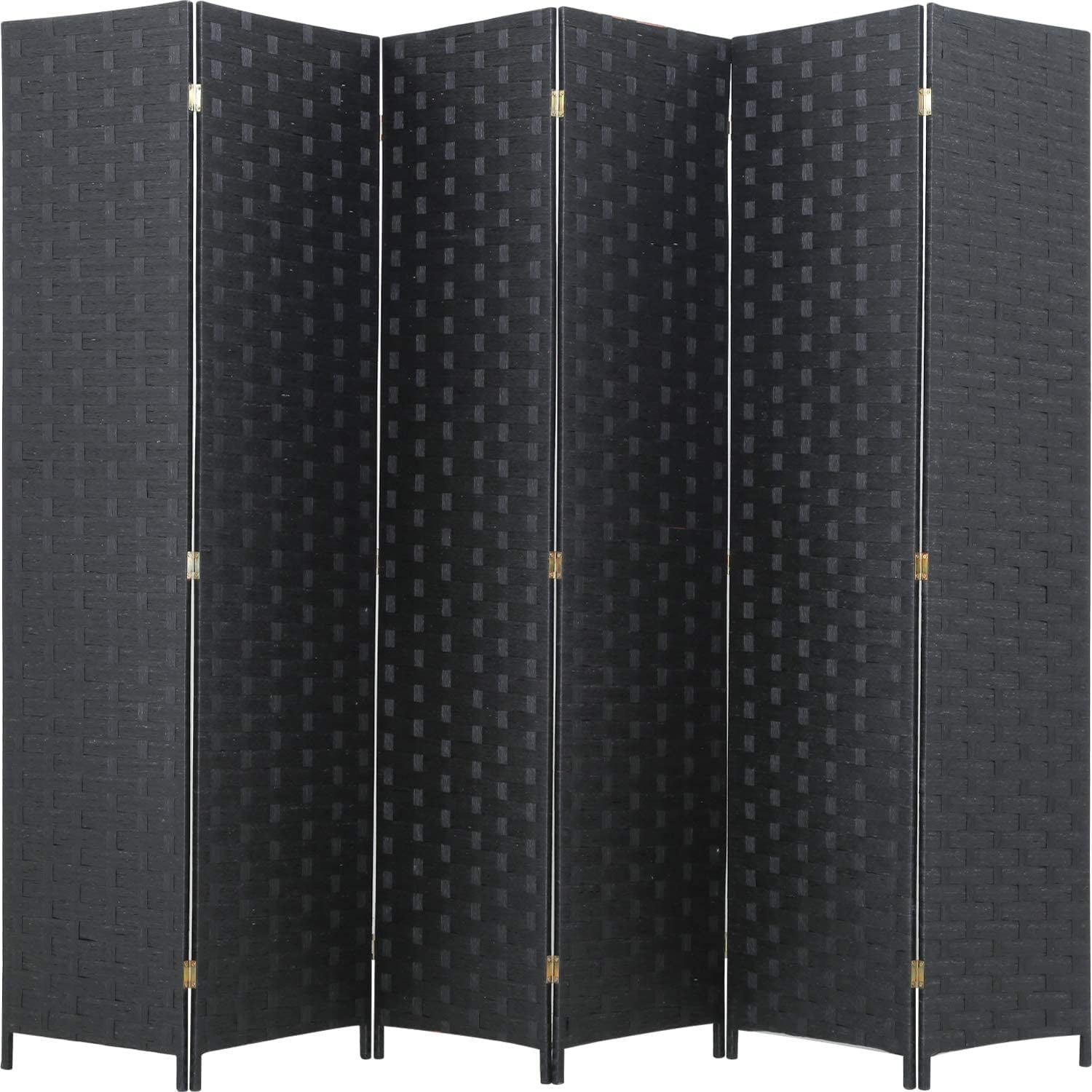 FDW 6 Panel Simple Pastoral Style Foldable Porch Living Room Office Room Divider,Black
