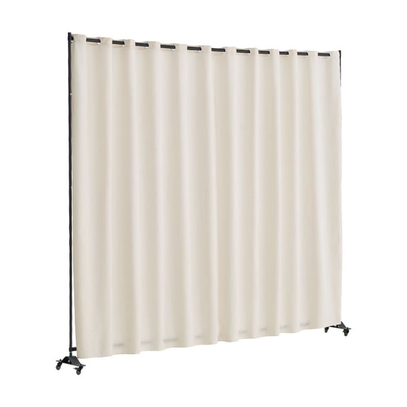 Room Divider with Wheels, 121.5" Portable Panel Privacy Screen, Freestanding Partition for Office, Bedroom, Study, Beige