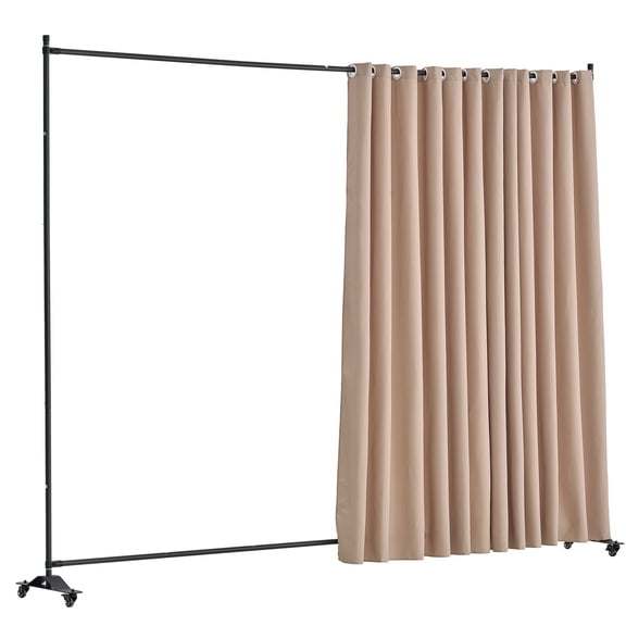 Room Divider with Wheels Privacy Screen Freestanding Curtain Partition for Office Bedroom Brown
