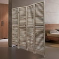 thumbnail image 1 of Room Dividers, 4 Panel Freestanding Room Divider, Wood Louver Folding Privacy Screen, Room Divider, Privacy Partial Partition Foldable Panel Screen,Dual-Sided Hinges for Home Office,Light Brown, 1 of 10