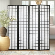 Room Dividers with 4 Panels, Wood Oriental Shoji Privacy Screen 6Ft Folding Privacy Divider for Dorm Portable Freestanding Partition Screen Wall Divider for Rooms Japanese-Inspired Divider