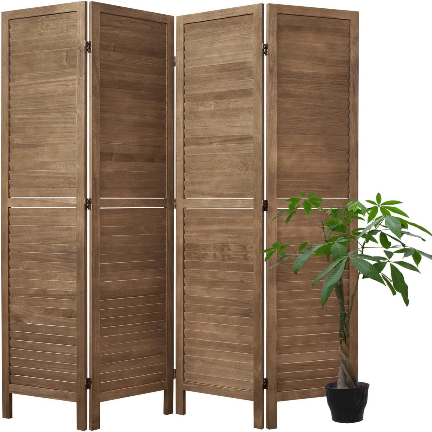 Room Dividers 5.75Ft Individual Privacy Screens Foldable Wooden Louver