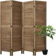 Room Dividers 5.75Ft Individual Privacy Screens Foldable Wooden Louver