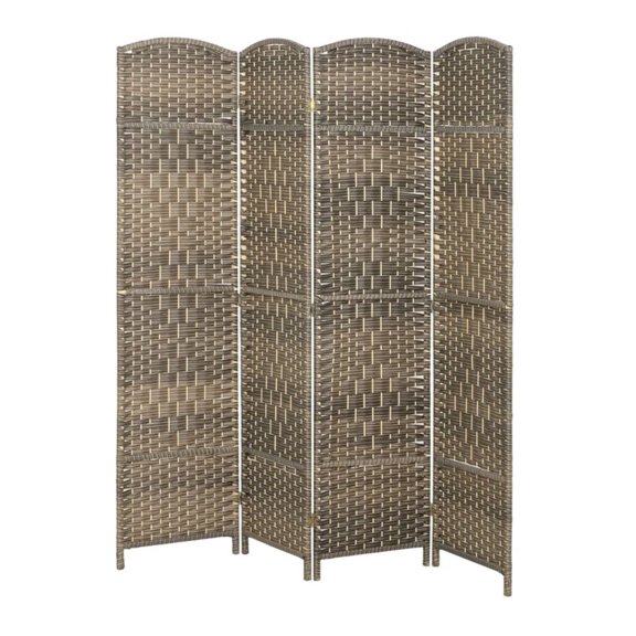 Room Dividers 70.9 Inch - Foldable Privacy Screen Panel - Dark Rustic Oak - Four Panel Folding Screen for Home Office Living Room - Lightweight Portable Wooden Frame