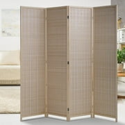 Room Dividers Folding Screen Partitions 4 Panel Privacy Screen, Partition Wall Tall Room Divider for Bedroom Study Portable Room Seperating Divider Home Furniture, Natural