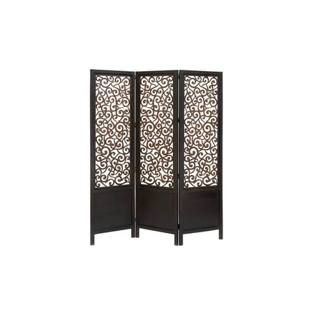 New Traditional WOOD THREE PANEL SCREEN -BROWN