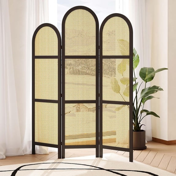 Divivder Room Dividers and Folding Privacy Screens, Double Hinged Rattan ...