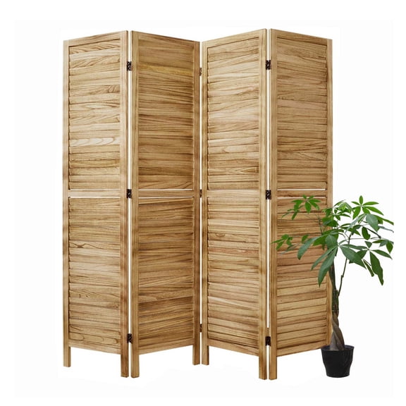 Room Dividers and Folding Privacy Screens, Wood Louvered Separators Divider Wall for Home Office Bedroom,Natural Wood