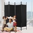 thumbnail image 1 of Room Dividers with 4 Panels Privacy Screen Folding Wall Dividers Room Partitions Dividers for Home Office, Black, 1 of 7