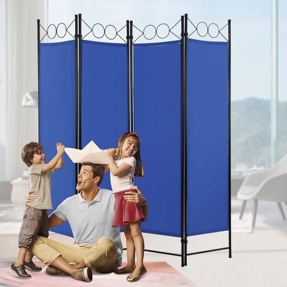Room Dividers with 4 Panels Privacy Screen Folding Wall Dividers Room Partitions Dividers for Home Office, Blue