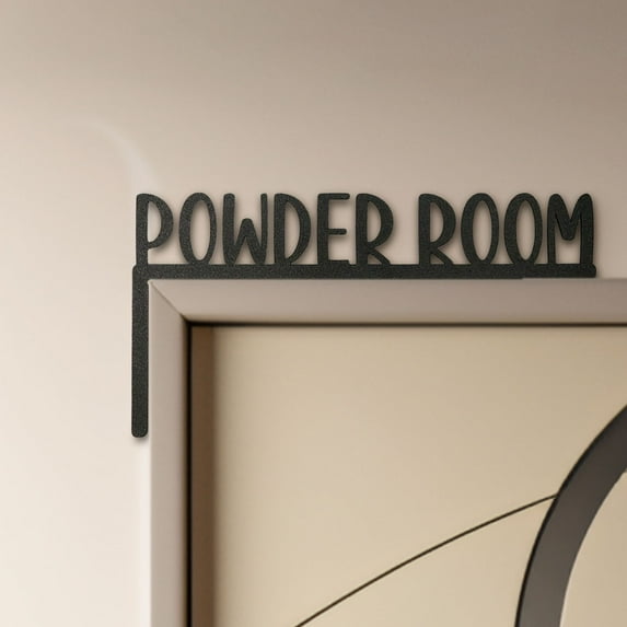 Room Door Toppers, Room Sign Above Door, Home Door Topper, Metal Door Topper Wall Decor, Over the Door Decor for Valentine's Decoration Front Door Entryway (Powder Room)