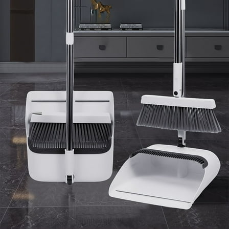 Room And Dustpan Combo Set For Sweeping Indoor And Outdoor Broom 3 In 1 Long Handle Broom And Dustpan Set, Heavy Duty Push Broom For Household Cleaning Bathroom Kitchen