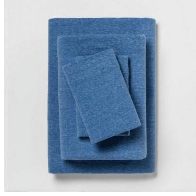 Room Essentials Jersey Sheet Set Solids, Size Queen, Blue 100