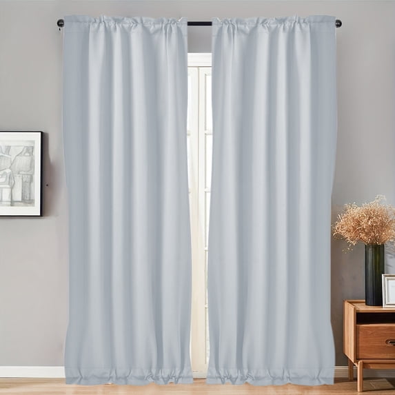 Room Gray Blackout Curtains 40 Inch Long Light Blocking Thermal Insulated Window Treatment Grommet Drapes for Bedroom Living Room, 25W x 40L, Grey Curtains, 2 Panels
