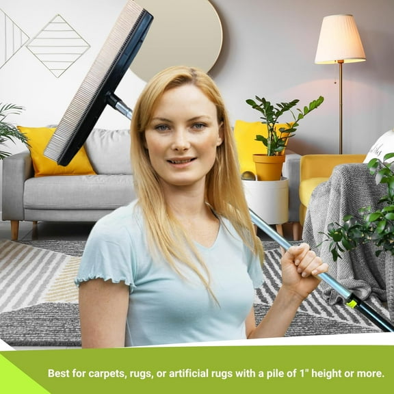 Room Groom Carpet Rake and Groomer with Telescoping 54 Inch Adjustable Handle