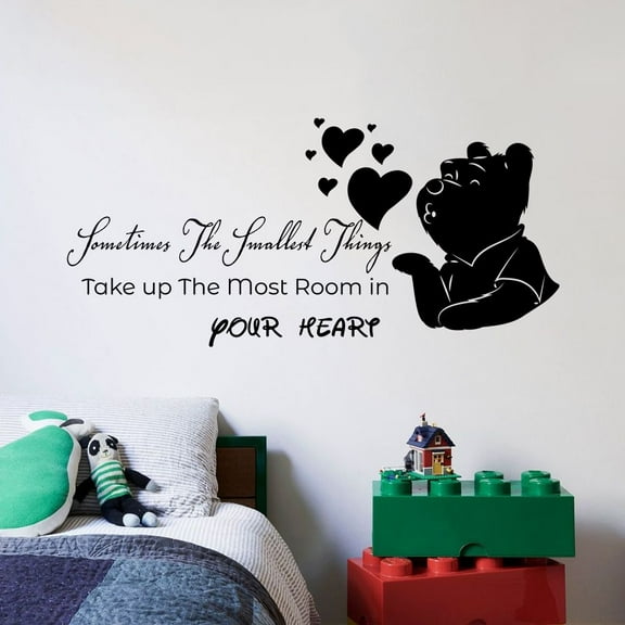 Room In Your Heart Pooh Cartoon Winnie Quote Positive Life Inspiration Quotes Saying Wall Art Sticker Designs Vinyl Stickers For Home House Walls Rooms Windows Bedroom Decoration Size (18x20 inch)