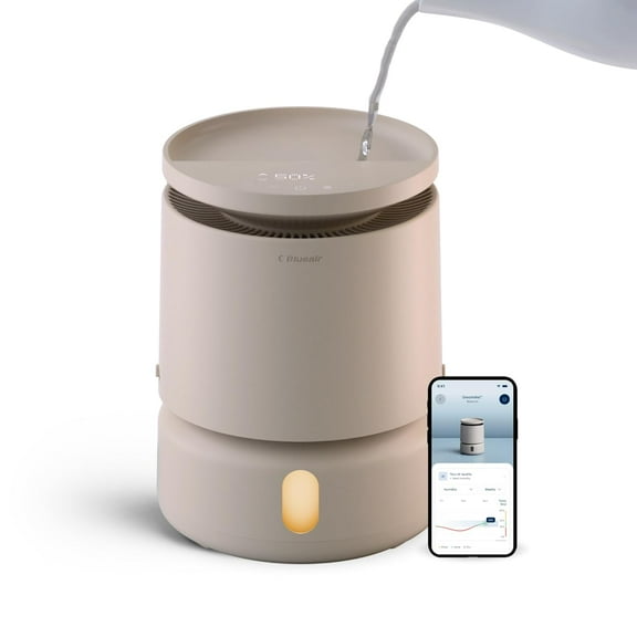 Room Humidifier - DreamWell 48Hr Top-Fill Mist-Free InvisibleMist Technology Aroma Stone for Essential Oils and Soothing Mood Lighting Quiet Operation Bedroom Home Use, Beige
