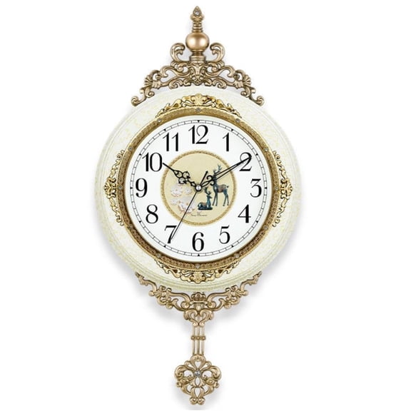Room Mute Pendulum Clock Elegant Taste Family Gift Art Decoration Style Wall Clock Watch Living