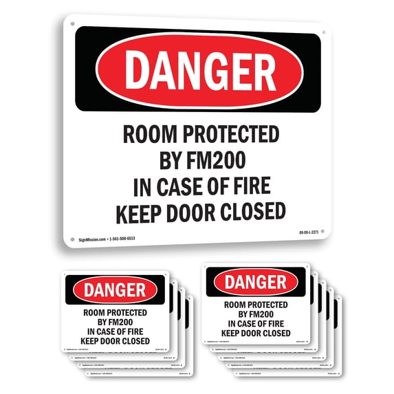 Room Protected By Fm200 In Case Of Fire OSHA Danger Aluminum Sign 24 ...
