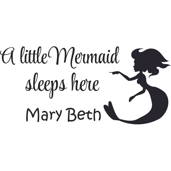 Room Quote A Mermaid Sleeps Here Customized Wall Decal - Custom Vinyl Wall Art - Personalized Name - Baby Girls Boys Kids Bedroom Wall Decal Room Decor Wall Stickers Decoration Size (15x30inch)