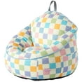 thumbnail interactive-video image 1 of Room Revival Compressed Foam Bean Bag Chair for Kids, Rainbow Checkerboard, 1 of 9