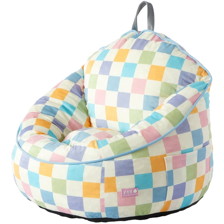 Room Revival Compressed Foam Bean Bag Chair for Kids, Rainbow