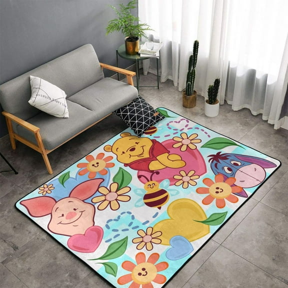 Room Rug Winnie The Pooh Area Rugs Crawling Non-Slip Floor Mat For Playroom Garden Entry Home Decor 60x39 Inch