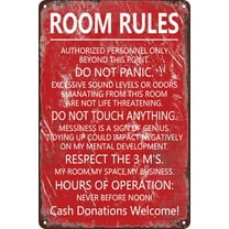 Room Rules Sign For Teen Girls Boy Bedroom Gaming Room Door Decor Dorm Wall Accessories Cool Things, Funny Metal Tin Signs (Aluminum) Size: 8 x 12 inch