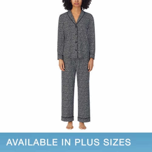 Room Service Ladies' Shawl Collar Pajamas Set (Black, XS)