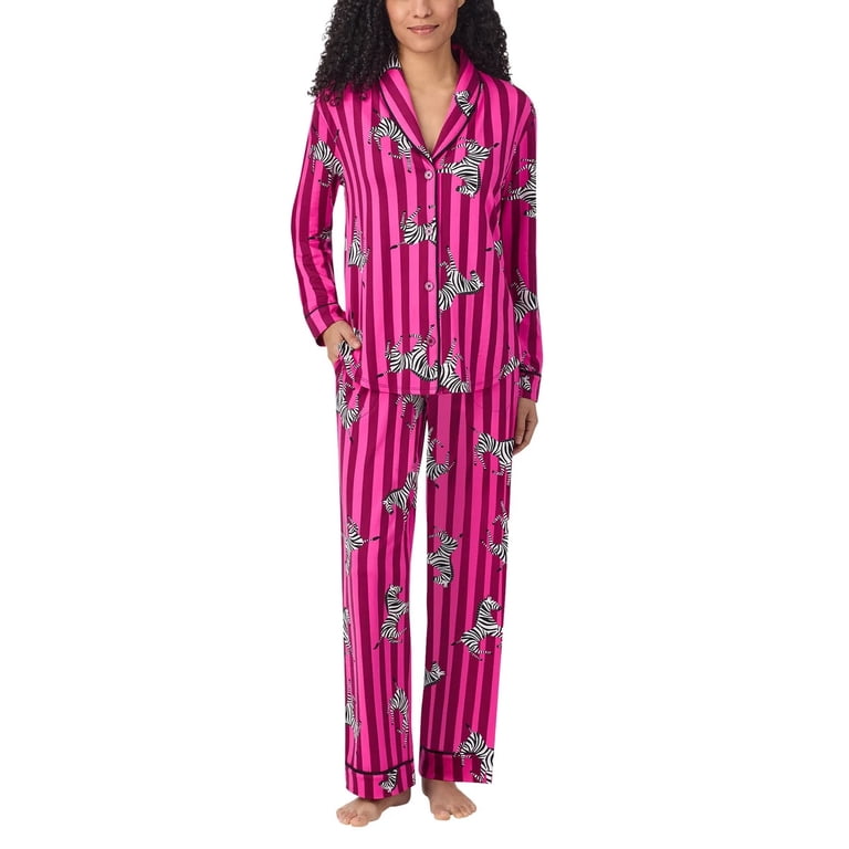Room Service Womens 2-Piece Shawl Collar Pajama Set (PINK, S