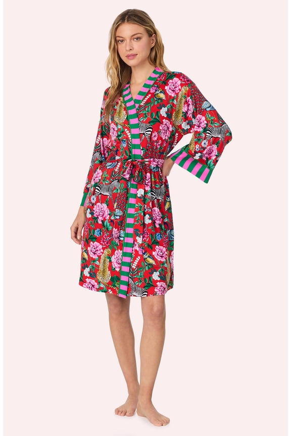 Womens Cozy Stretch Jersey 2 Piece Matching Robe & Chemise Set