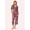 thumbnail image 1 of Room Service Womens Cozy Stretch Jersey Pajama Set - Short Sleeve Button Down Top & Cropped Pants, 1 of 3