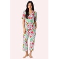 thumbnail image 1 of Room Service Womens Stretch Jersey Pajama Set - Short Sleeve Button Down Top & Cropped Pant, 1 of 4