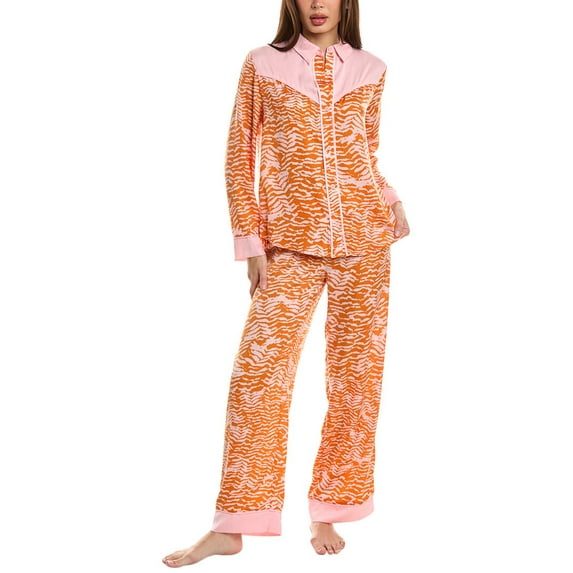 Room Service womens 2pc Western Pajama Set, l, Orange