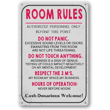 Room Sign For Teen Girls Bedroom Door Decor Teen Boy Room Signs Girl Room Rules Signs Dorm Wall Accessories Cool Things For Teens Funny Metal Tin Sign Gaming Decor 12 X 8 In